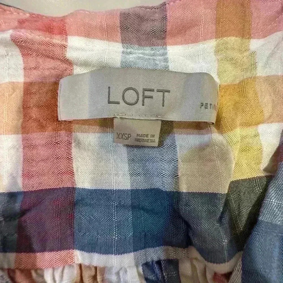 Loft Plaid Button Down Top Size Medium Size XXS Petite - Picture 6 of 9
